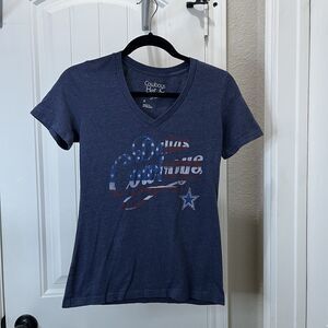 Dallas Cowboys Her Style American Flag Graphic Top V Neck Women Size S Football